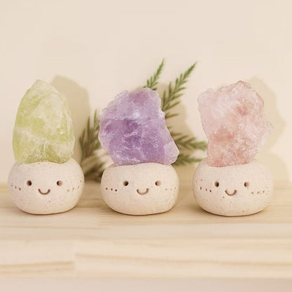 Micro Mineral Raw Crystal Gemstone Happy Face Collection
