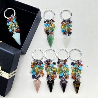 Healing Crystal Energy Point Keychains Set