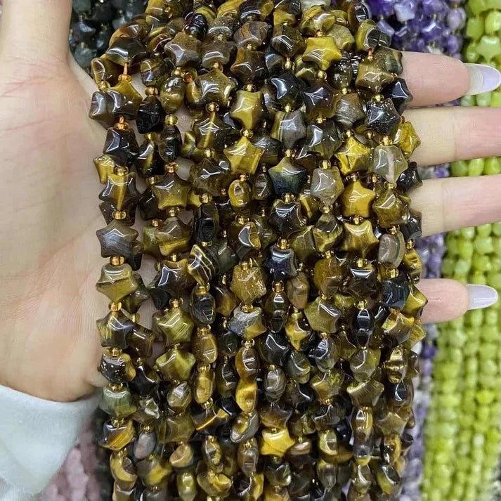 Star Shape Tigers Eye Beads