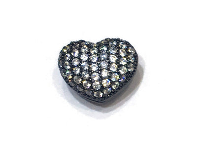 1PCS Brass Cubic Zirconia Heart Beads