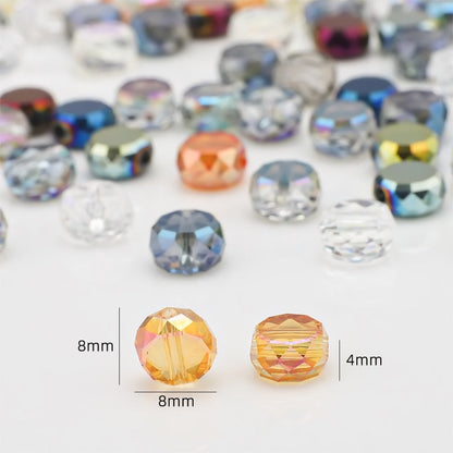 100pcs Electroplated Faceted Flat Rondelle Crystal Beads