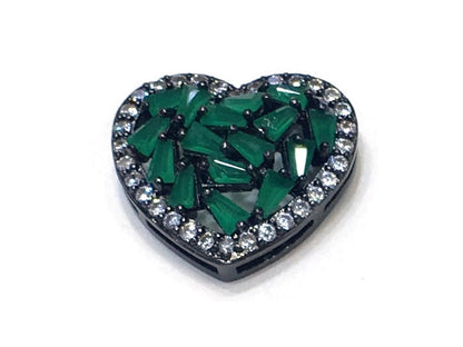 1PCS Brass Cubic Zirconia Heart Accessories