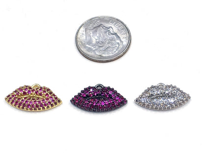 1PCS Brass Cubic Zirconia Lip Pandant