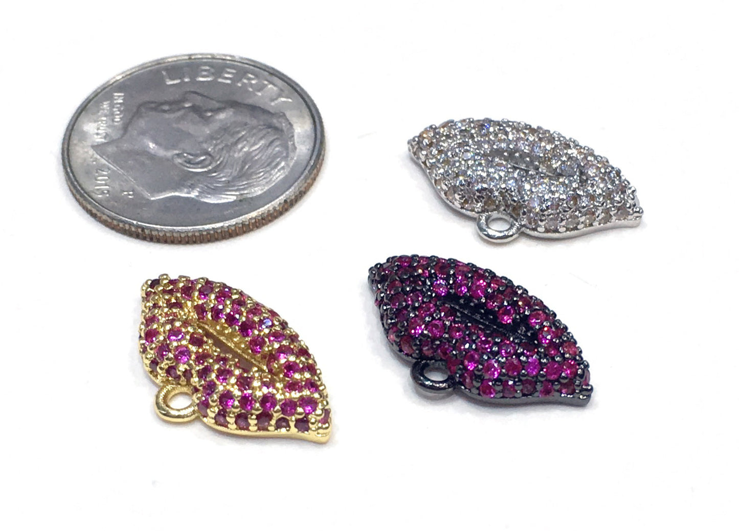 1PCS Brass Cubic Zirconia Lip Pandant