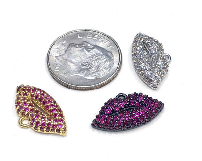 1PCS Brass Cubic Zirconia Lip Pandant