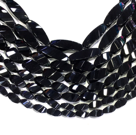 Twisted Shape Black Onyx Beads