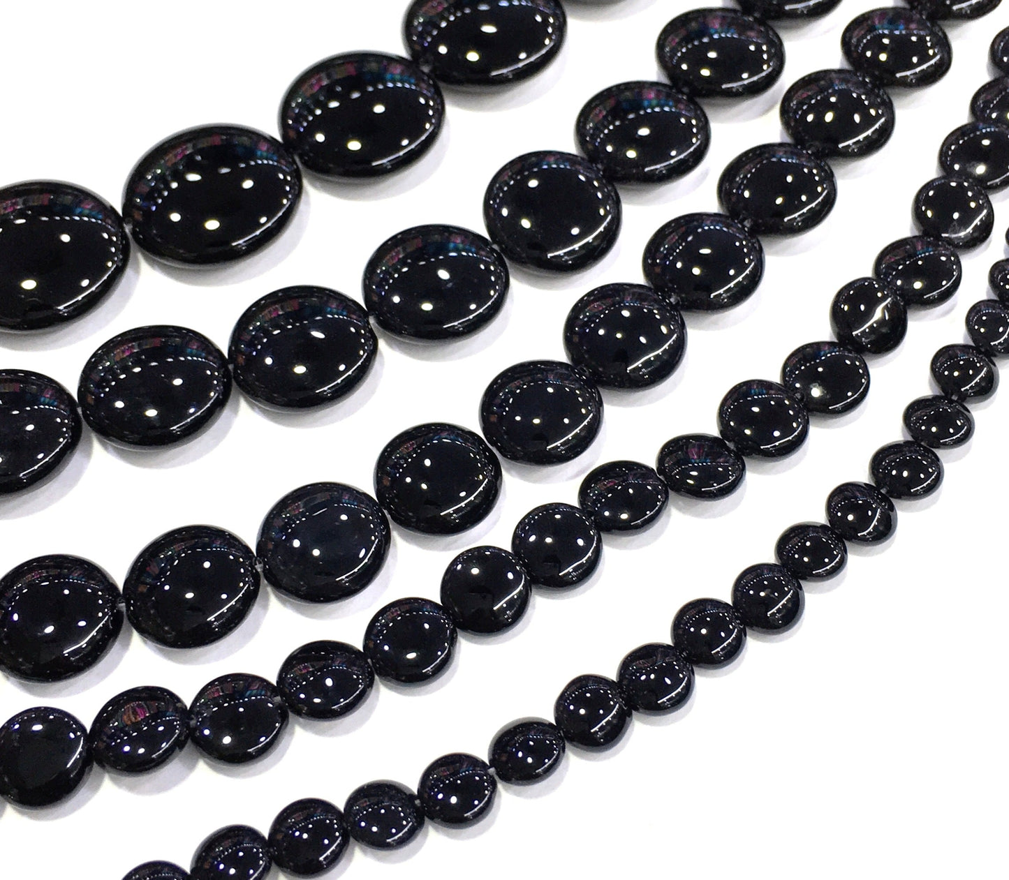 Coin Shape Black Onyx Beads