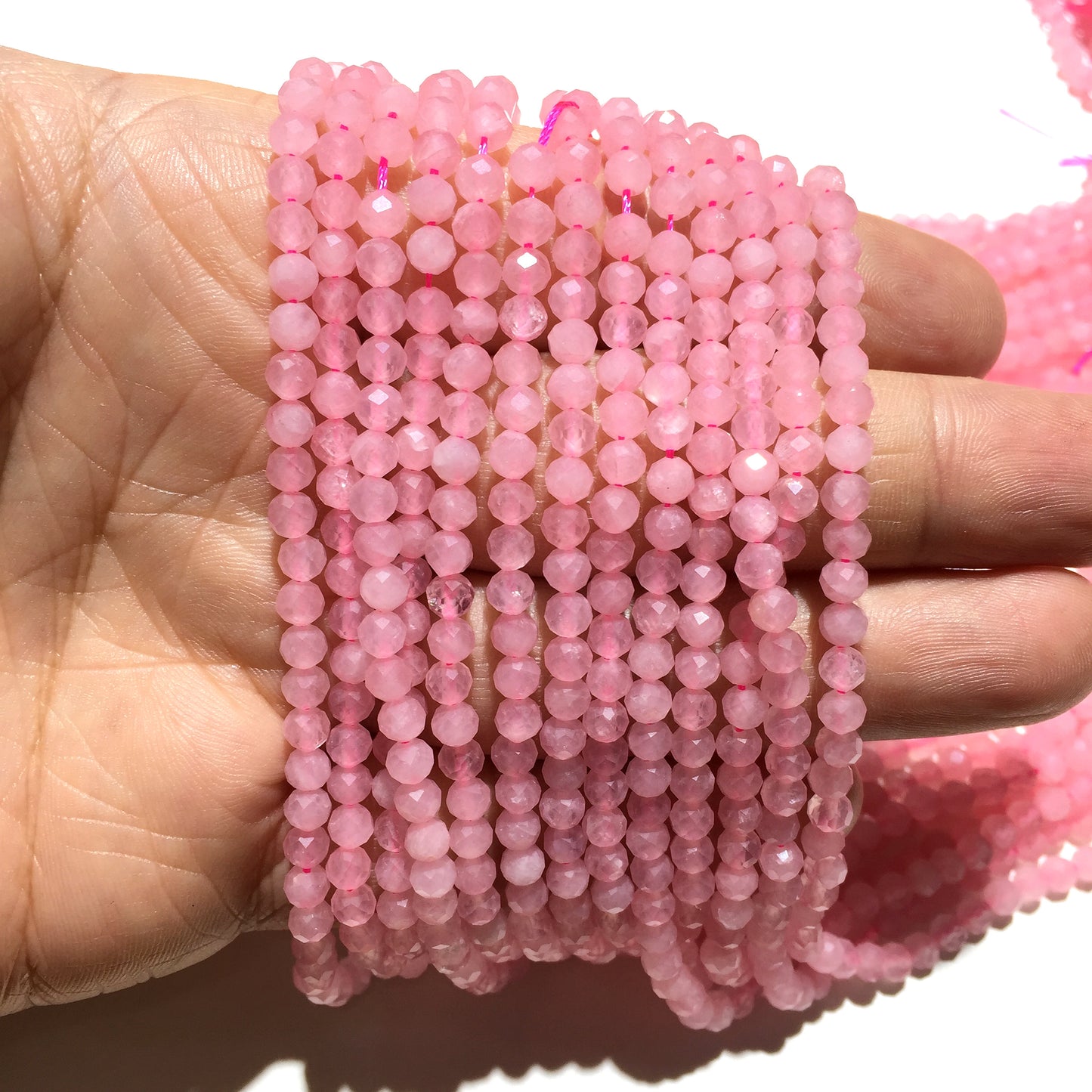 Natural Pink Rose Quartz Small Size Loose Beads