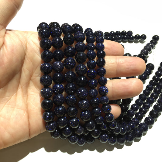 Blue Sandstone Round Loose Bead