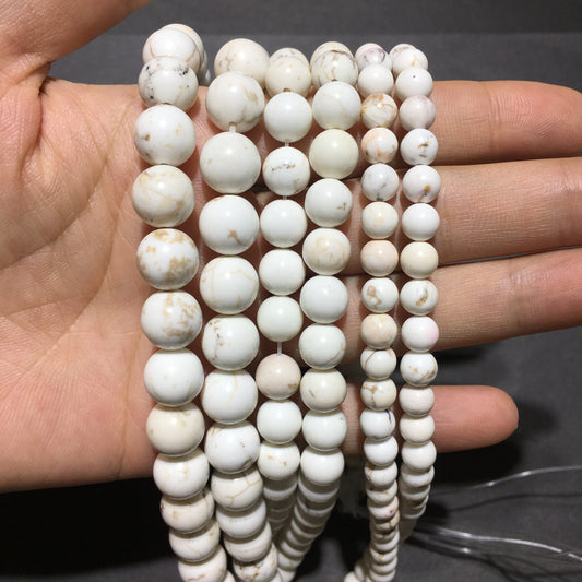 Natural White Turquoise Round Loose Bead