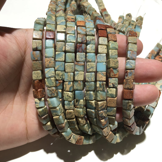 Cube Shape Snake Skin Jasper Beads