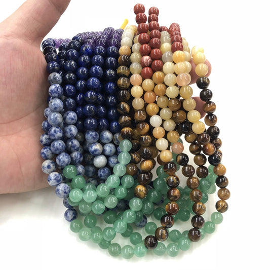 Natural Multi Color Stone Round Loose Bead