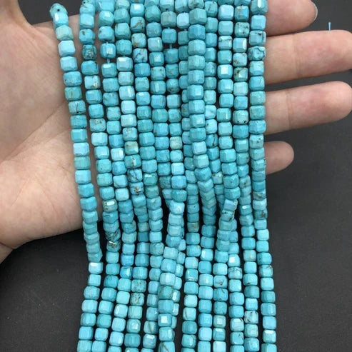 Cube Blue Turquoise Beads