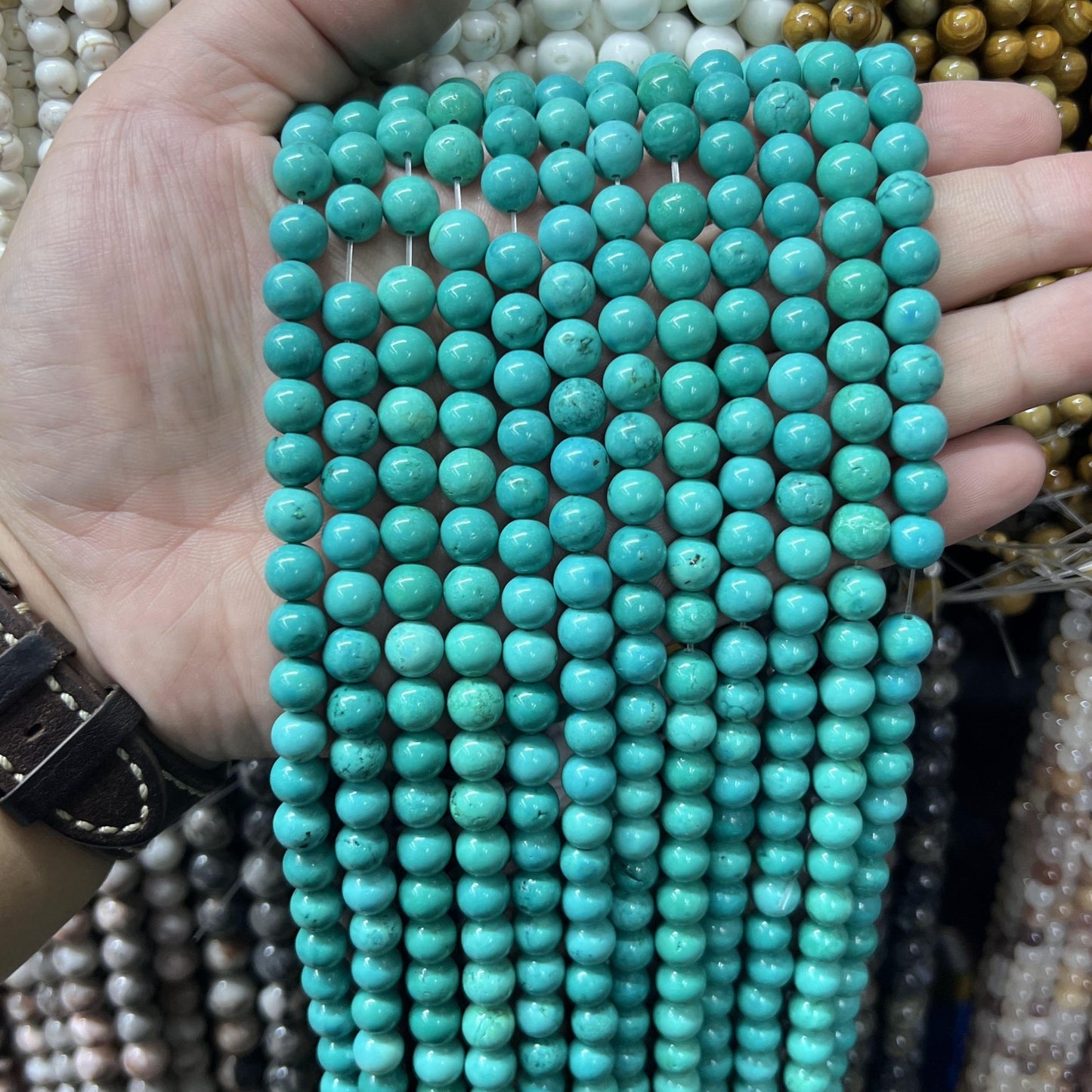 Round Green Turquoise Beads