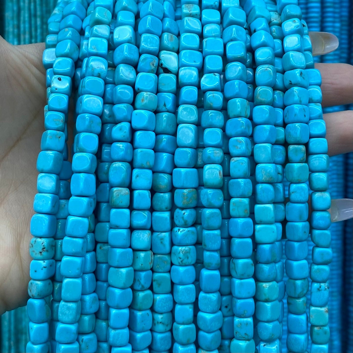 Cube Blue Turquoise Beads