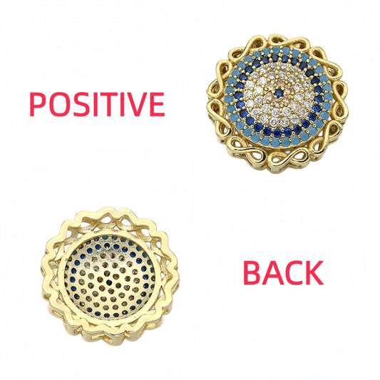 1PCS Brass Cubic Zirconia Round Flowers Charms Connectors DIY Jewelry Findings