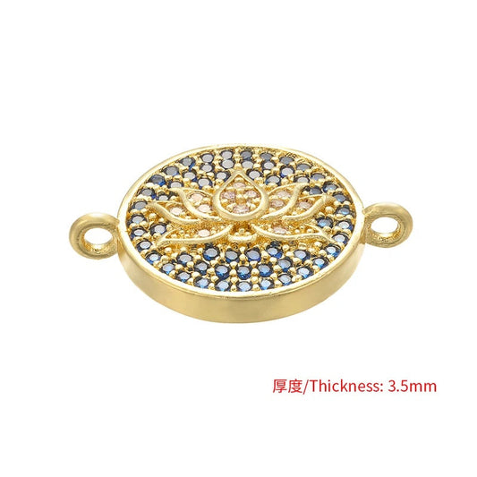 1PCS High Quality Brass Cubic Zirconia Lotus Crystal Connector