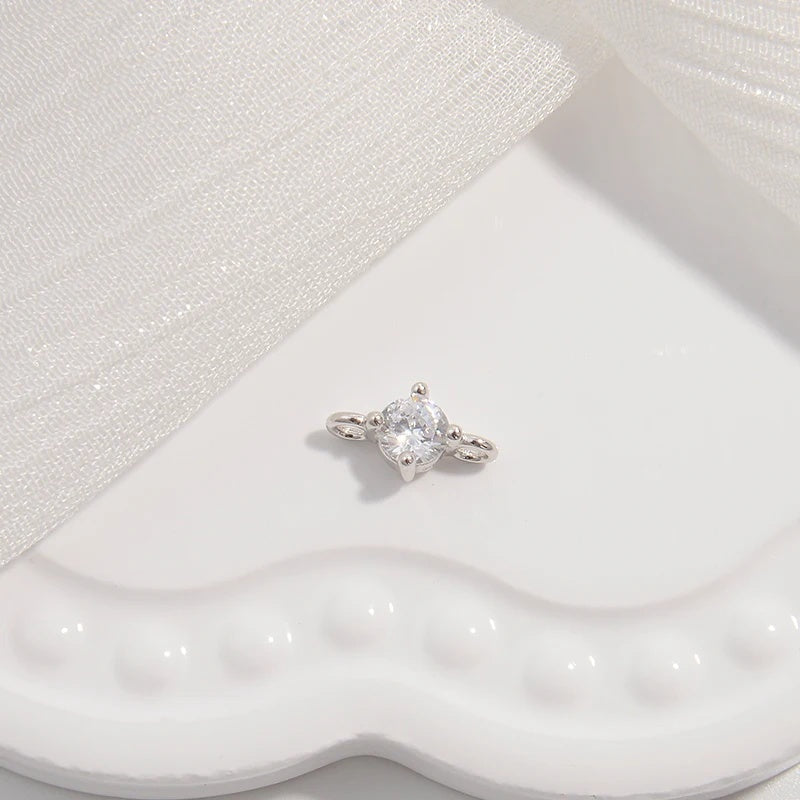2PCS Inset Zircon Double Head Connector Buckle Charm