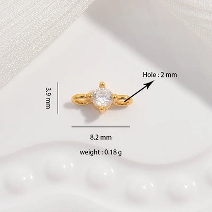 2PCS Inset Zircon Double Head Connector Buckle Charm