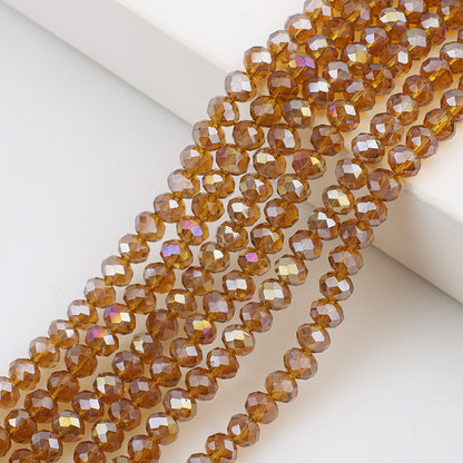 10 Strands Multicolored AB Glass Beads Crystal Faceted Flat Round Beads