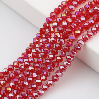 10 Strands Multicolored AB Glass Beads Crystal Faceted Flat Round Beads