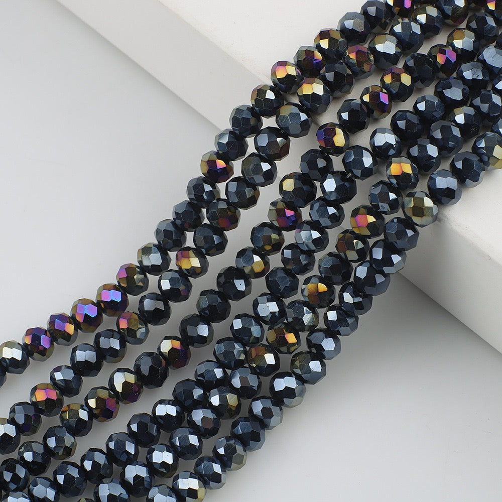 10 Strands Multicolored AB Glass Beads Crystal Faceted Flat Round Beads