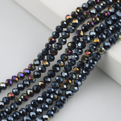 10 Strands Multicolored AB Glass Beads Crystal Faceted Flat Round Beads