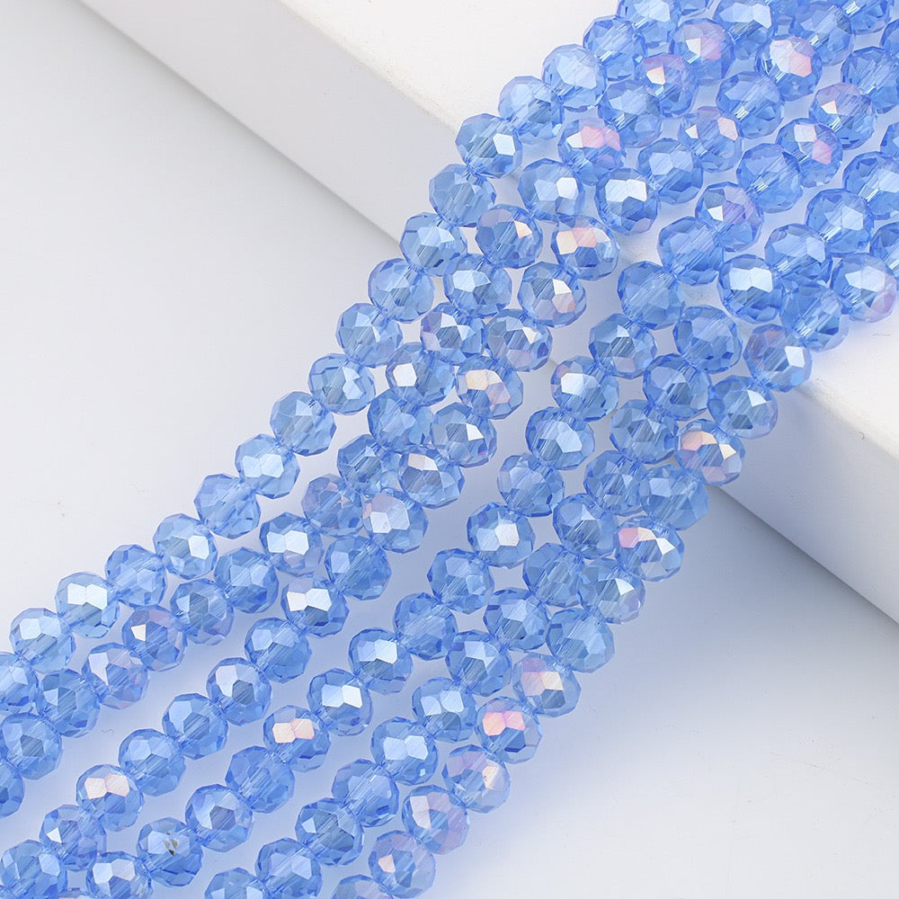 10 Strands Multicolored AB Glass Beads Crystal Faceted Flat Round Beads