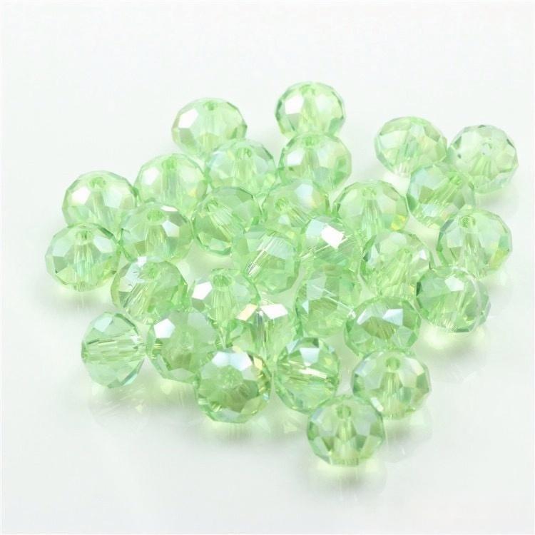 10 Strands Multicolored AB Glass Beads Crystal Faceted Flat Round Beads