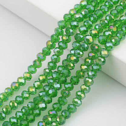 10 Strands Multicolored AB Glass Beads Crystal Faceted Flat Round Beads