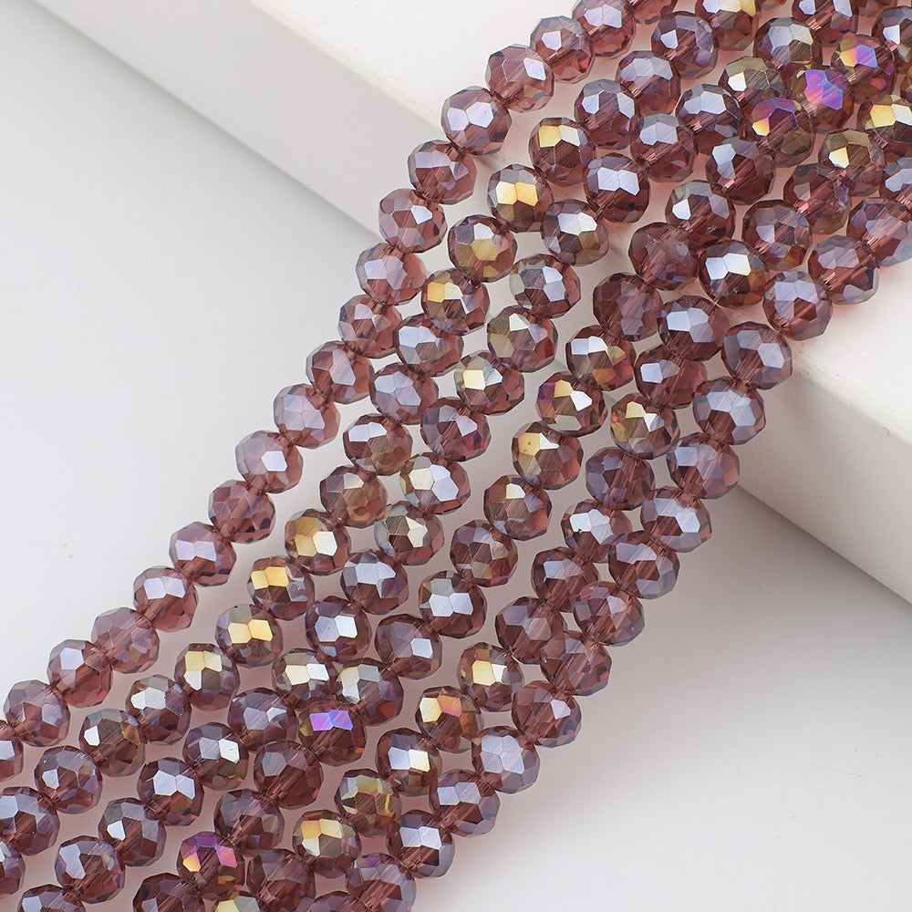 10 Strands Multicolored AB Glass Beads Crystal Faceted Flat Round Beads
