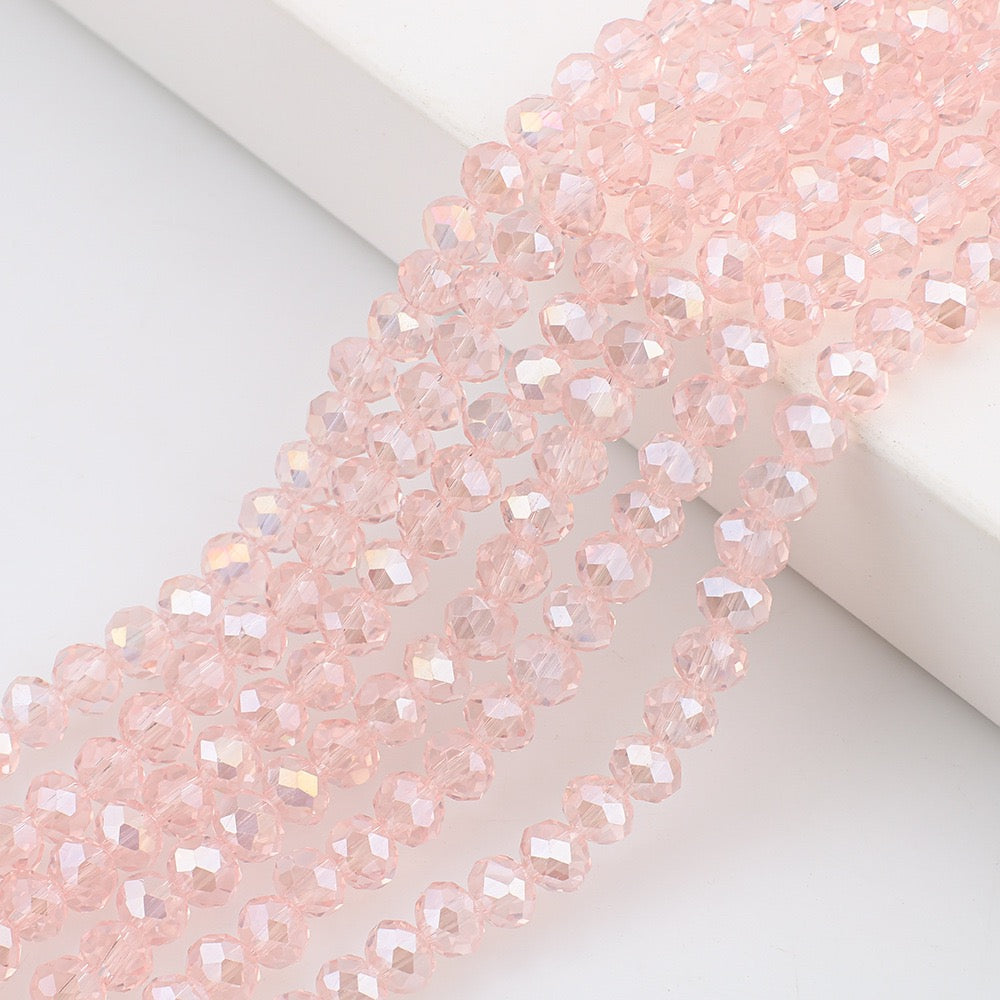 10 Strands Multicolored AB Glass Beads Crystal Faceted Flat Round Beads