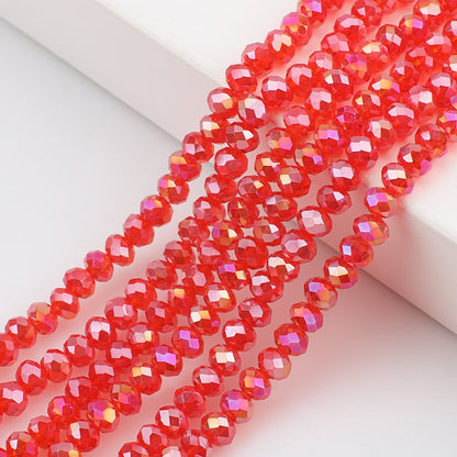 10 Strands Multicolored AB Glass Beads Crystal Faceted Flat Round Beads