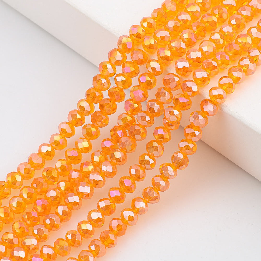 10 Strands Multicolored AB Glass Beads Crystal Faceted Flat Round Beads