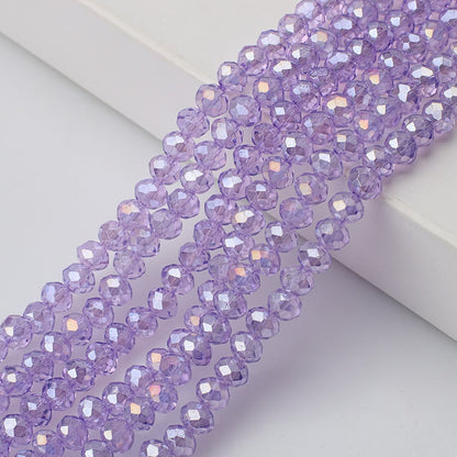 10 Strands Multicolored AB Glass Beads Crystal Faceted Flat Round Beads