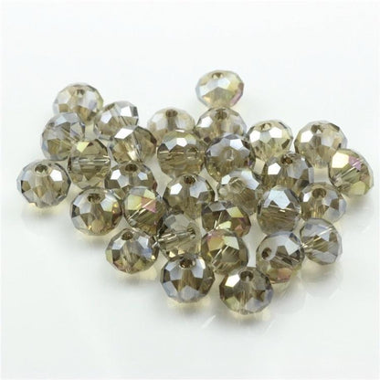 10 Strands Multicolored AB Glass Beads Crystal Faceted Flat Round Beads