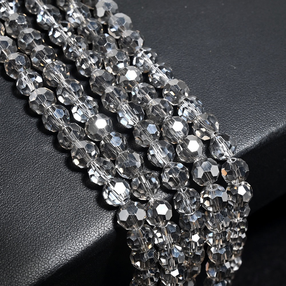 3 Strands 8mm 32‑Facet Earth Cut Glass Beads