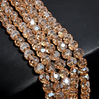 3 Strands 8mm 32‑Facet Earth Cut Glass Beads