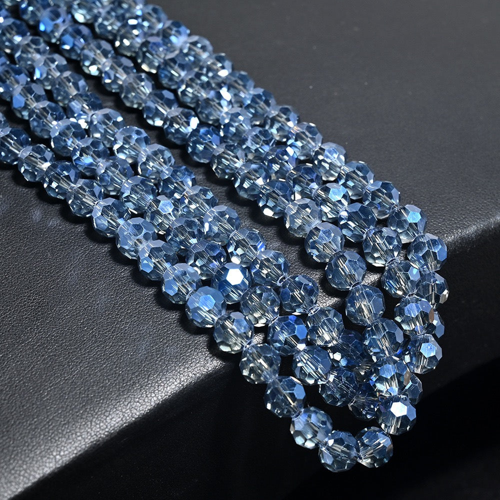 3 Strands 8mm 32‑Facet Earth Cut Glass Beads