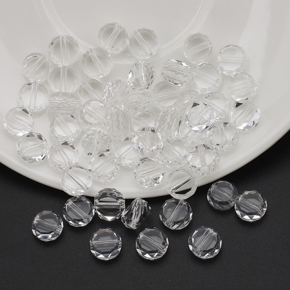100pcs Electroplated Faceted Flat Rondelle Crystal Beads