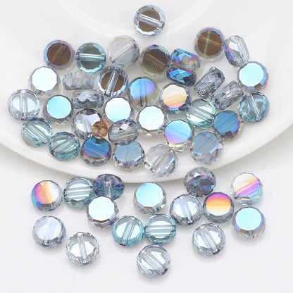 100pcs Electroplated Faceted Flat Rondelle Crystal Beads