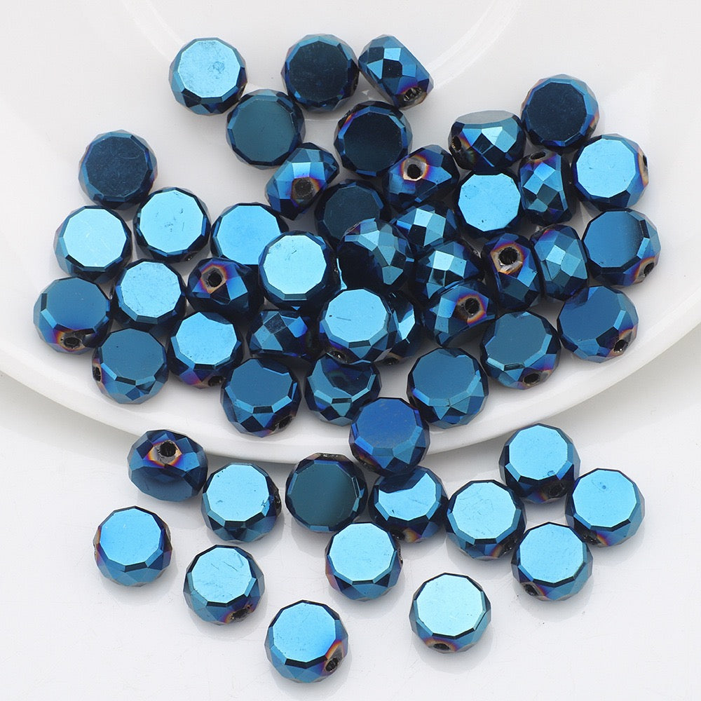 100pcs Electroplated Faceted Flat Rondelle Crystal Beads