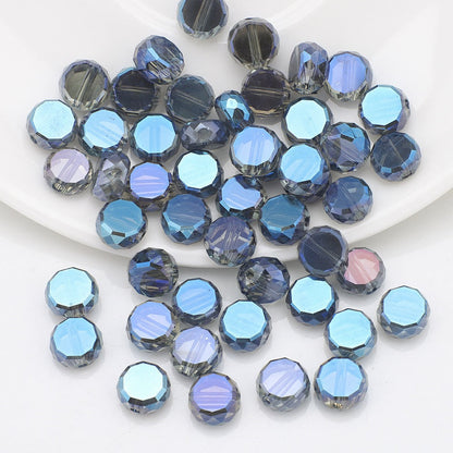 100pcs Electroplated Faceted Flat Rondelle Crystal Beads