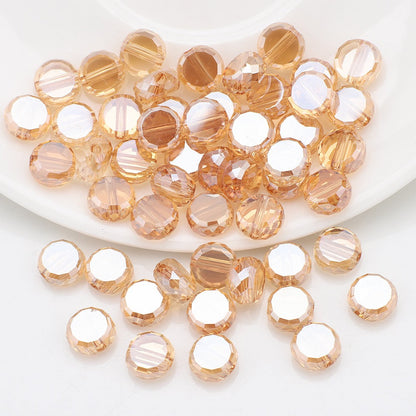 100pcs Electroplated Faceted Flat Rondelle Crystal Beads