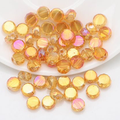 100pcs Electroplated Faceted Flat Rondelle Crystal Beads