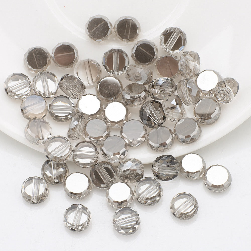 100pcs Electroplated Faceted Flat Rondelle Crystal Beads