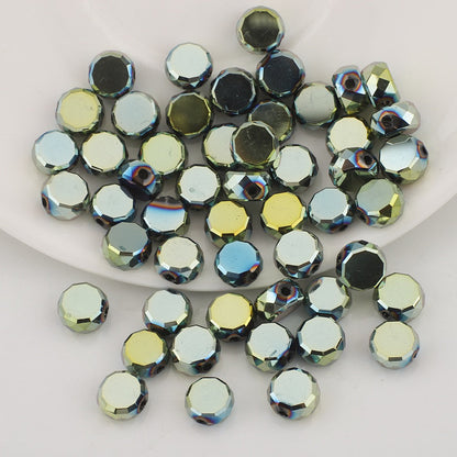 100pcs Electroplated Faceted Flat Rondelle Crystal Beads