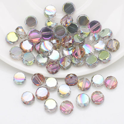 100pcs Electroplated Faceted Flat Rondelle Crystal Beads