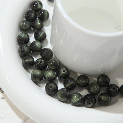 50pcs Shimmer Cat Eye Effect Resin Spacer Beads