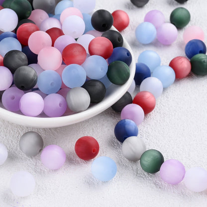50pcs Matte Dreamy Cat Eye Resin Round Beads